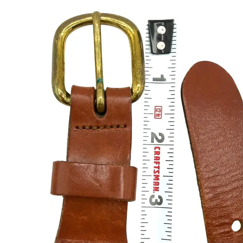 Vintage Preppy Sailboat Embroidered Leather Brass BuckleHandmade CT USA Sz.‎ 36